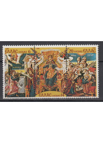 GRECIA 1980 Natale Trittico un. 1416/1418